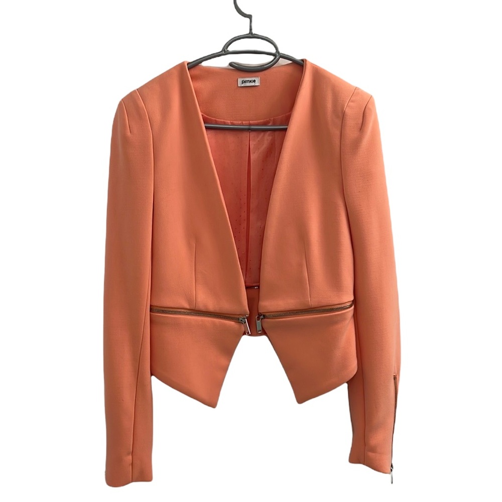 Coral/melon open jacket with removable bottom part- S